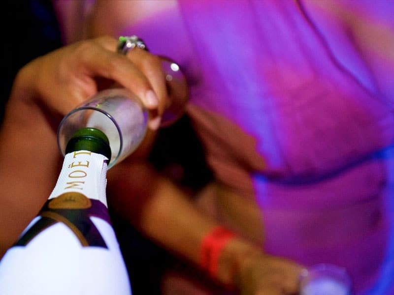 Pouring Champagne at Mango's Tropical Café Pouring Champagne at Mango's Tropical Café