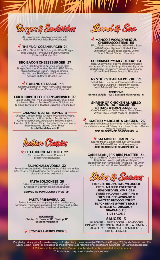 mangos miami food menu page 2