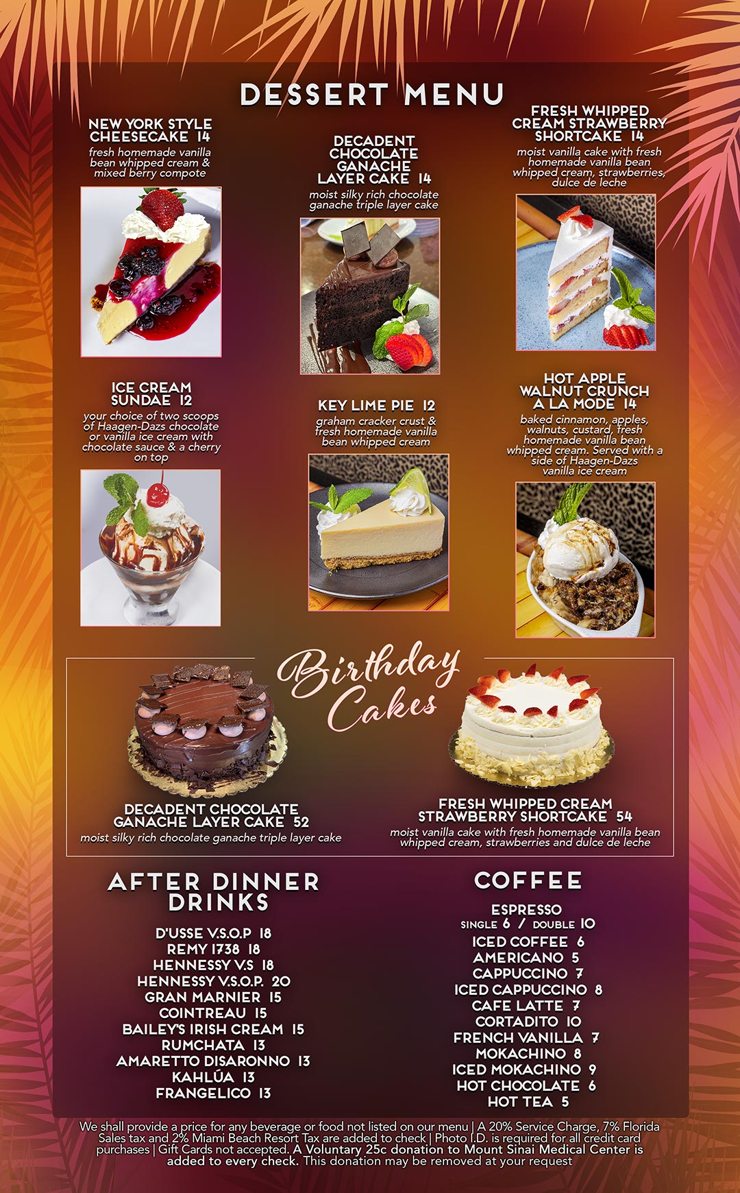 mangos miami desserts postres food and drinks menu