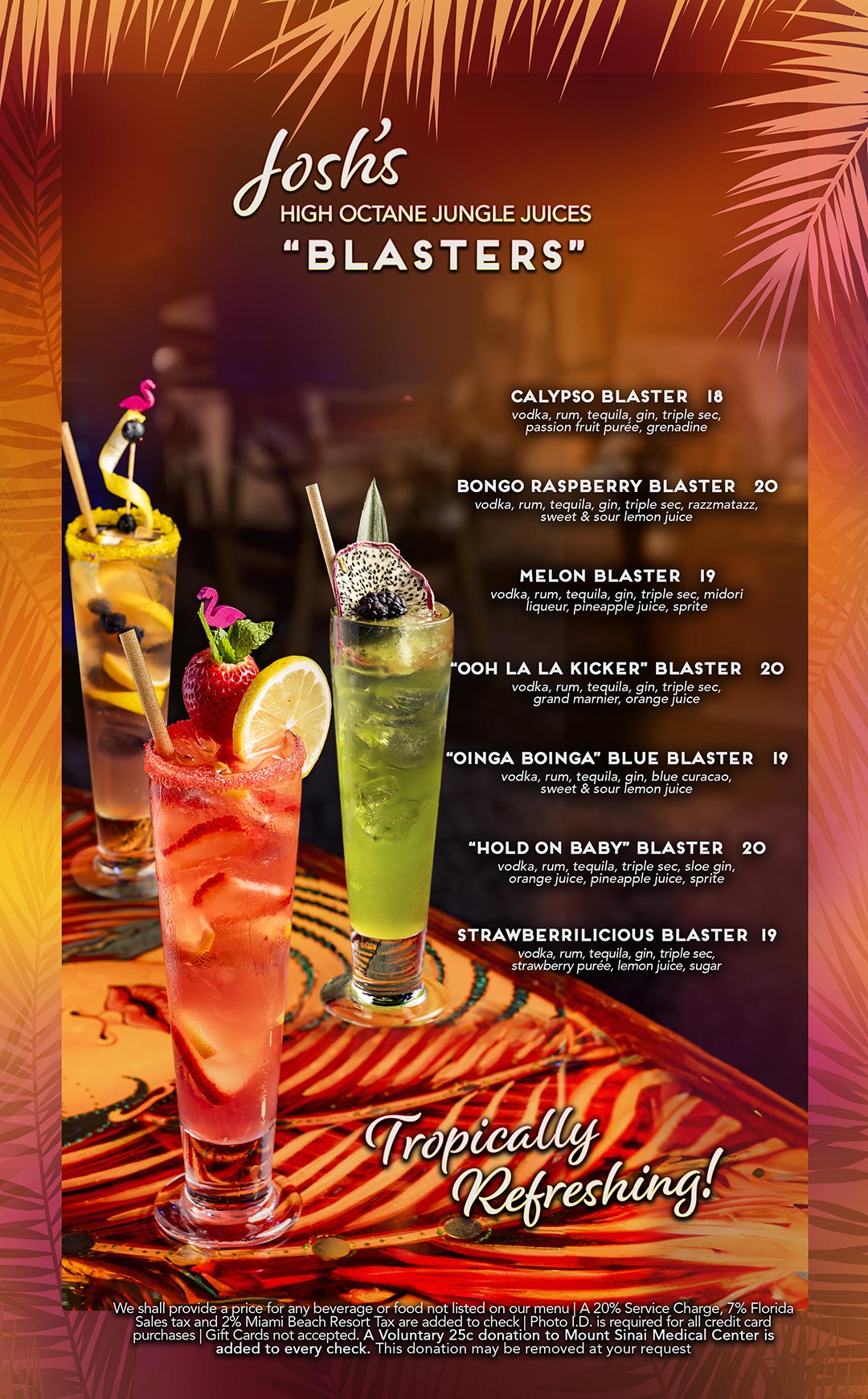 mangos miami blasters and bang bang cocktails food and drinks menu